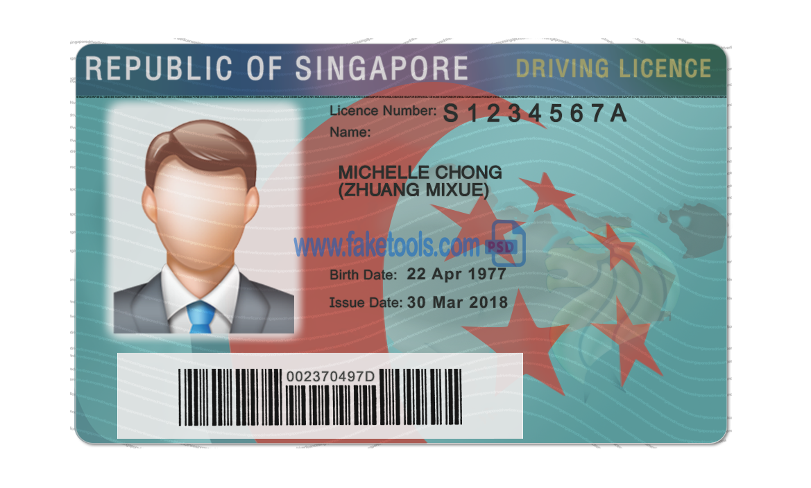 Editable blank Singapore driver license template psd pdf download